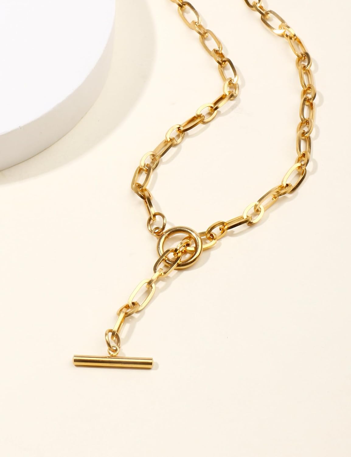 18K Gold Plated Paperclip Chain Necklace Gold Paperclip Link Chain Choker Necklace for Women - Image 6