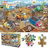 Jadeso 48 Pieces Jumbo Floor Puzzles for Kids ages 3-5, Puzzle for Kid Ages 4-6, Construction Site Jigsaw Large Puzzles, Children Learning Preschool Educational Toys, Great Gift for Kids 4-8 Years Old