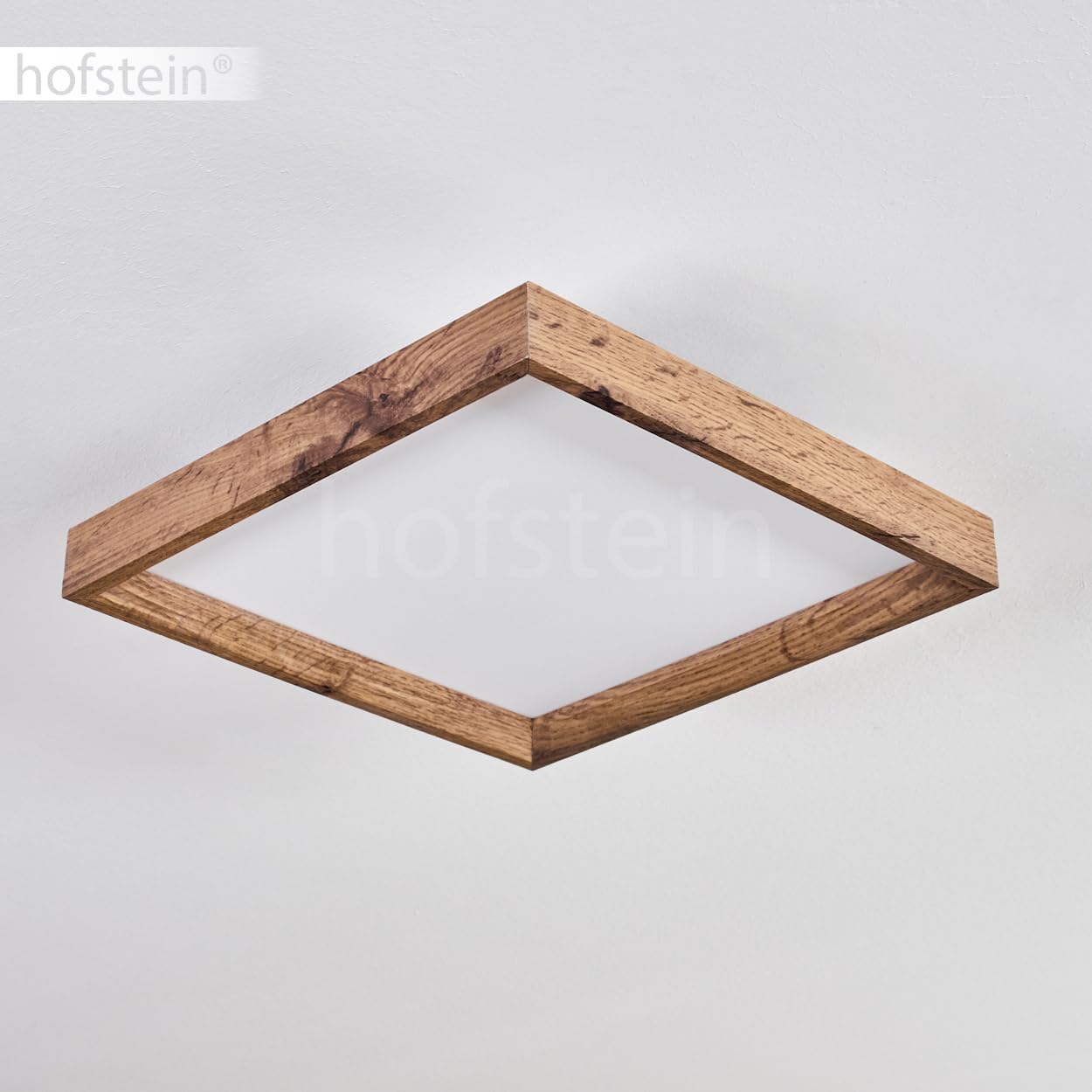 LED Deckenpanel Longvic, moderne Deckenleuchte aus Metall/MDF/Kunststoff in Schwarz/Holzoptik/Weiß, 30 cm x 30 cm, 12 Watt, 1400 Lumen, 3000 Kelvin