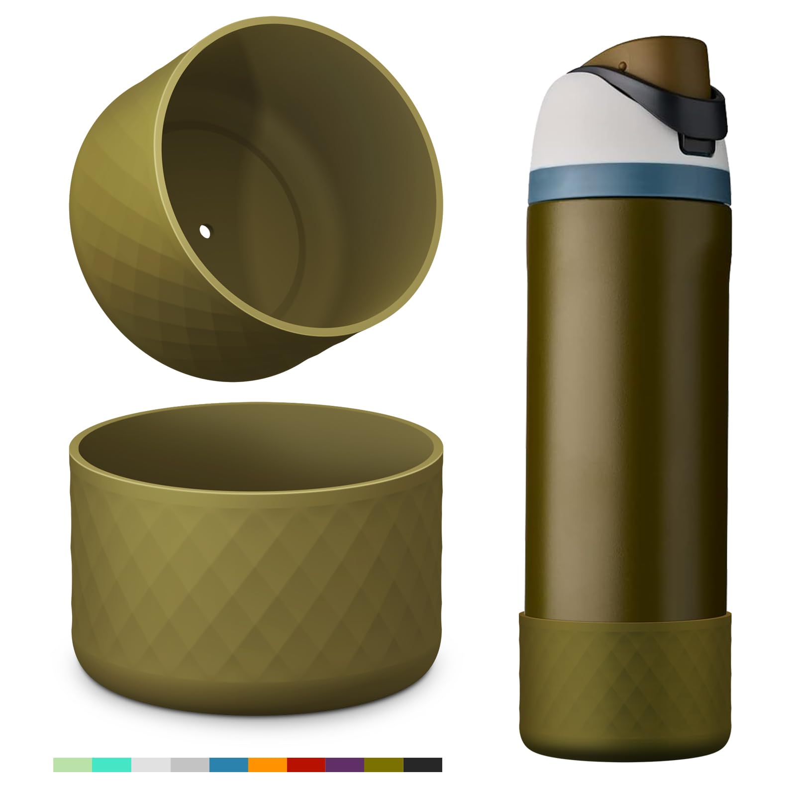 YOUCOX Silicone Boot for Owala Water Bottle, 2PCS Anti-Slip Protective Sleeve for FreeSip/Twist/Flip Water Bottles, BPA Free, Dishwasher Safe, Bottom