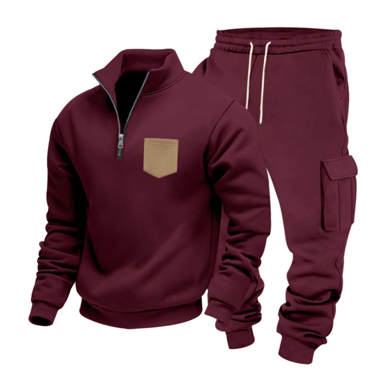 Generisch Tuta da jogging da uomo, per la casa, a maniche lunghe, per il tempo libero, per lo sport, la felpa e i pantaloni da jogging streatwear