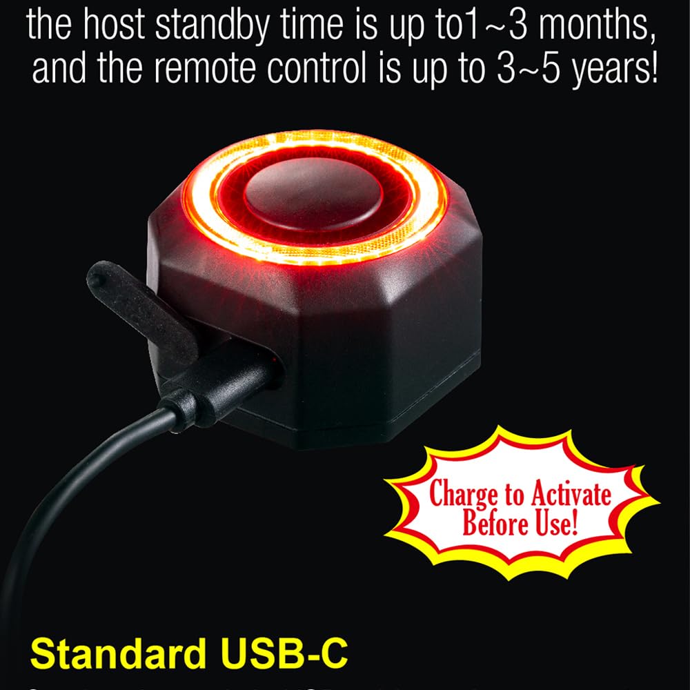 Feu arrière de vélo rechargeable par USB - Alarme anti-voleur - Sans fil - Étanche - Sécurité VTT - Télécommande intelligente - Panneau clignotant - Lampe pour vélo électrique et scooter