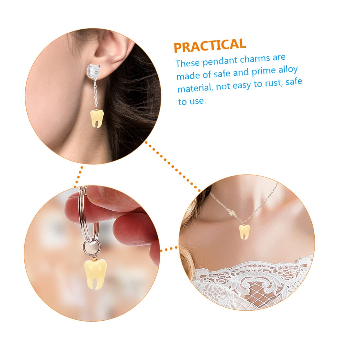 SHINEOFI ciondolo a forma di Accessori per gioielli fai da te Gioielli pendenti denti ciondoli con ciondoli per denti divertente ciondolo gioielli bracciale per charm