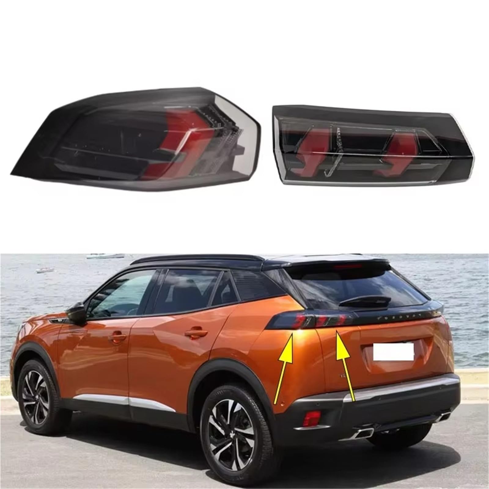 Feu Arrières Voiture Ensemble Feux Arrière Avec Arrêt Frein Pour Peugeot 9825957580 9825957080 9825957180 2008 2020 2021 2022 2023 Feux Arrière Accessoires(Inner Left)
