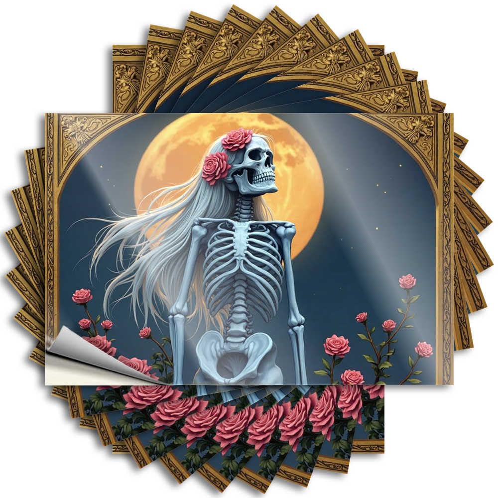 Quote New Fall Door Decor Waterproof - Happy Halloween Spooky Halloween Skulls Hard Self Adhesive Decal for Man Use(8X12CM)