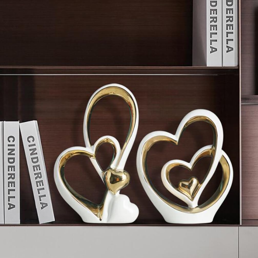Statua in Ceramica Heart Deco, Moderna Scultura Astratta Deco, per Decorazione Camera da Letto Decorazione Tavolo Ufficio Appartamento Sculture E Statue,B White