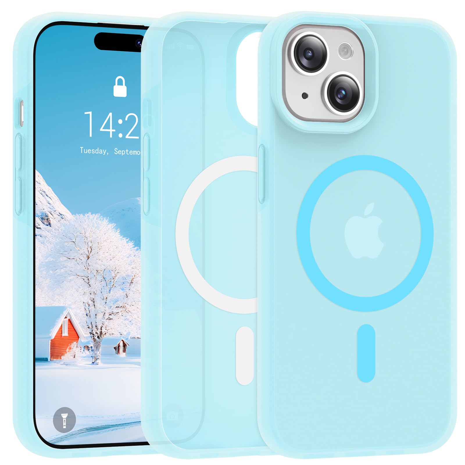 jaroco for iPhone 15 Case,with Magnetic[Liquid Silicone][Compatible with MagSafe] [Military Grade Drop Protection] Translucent Matte Shockproof Phone