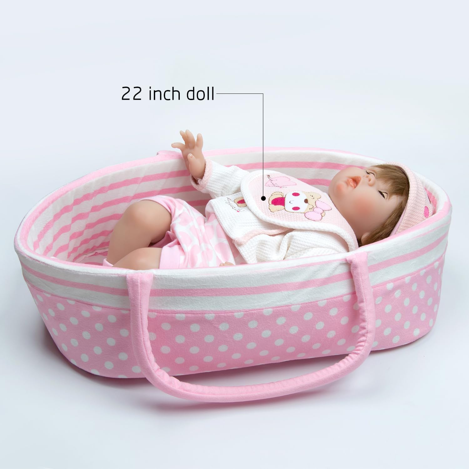 Bambole Reborn culla rosa culla letto morbido bambino bambola Carrier per 45-61 pollici Baby Doll accessori cestini con maniglia