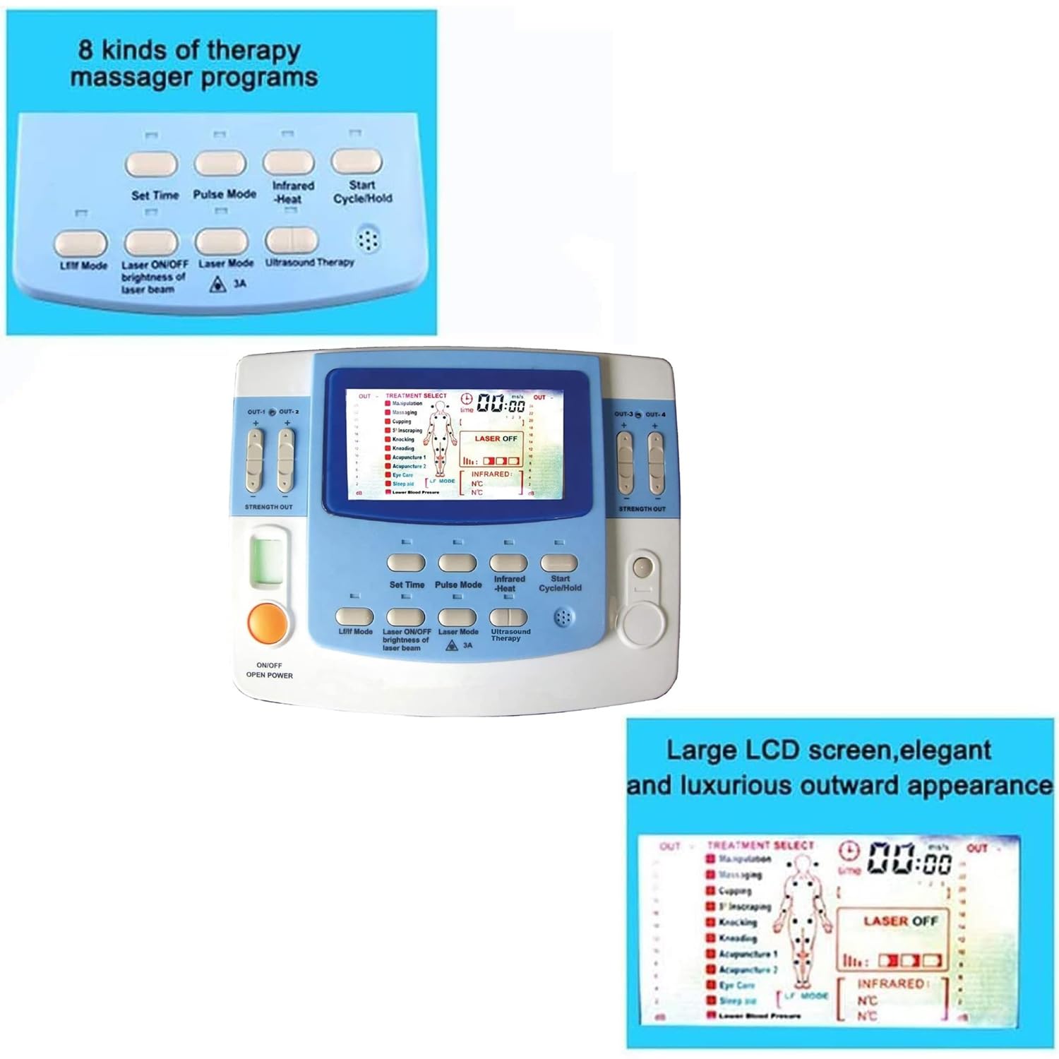 Máquina De Fisioterapia De 9 Canales, Masajeador Corporal De Acupuntura De Baja Frecuencia, Ultrasonido De Belleza + Función EMS, para Alivio Muscular Y Desbloqueo De Meridianos
