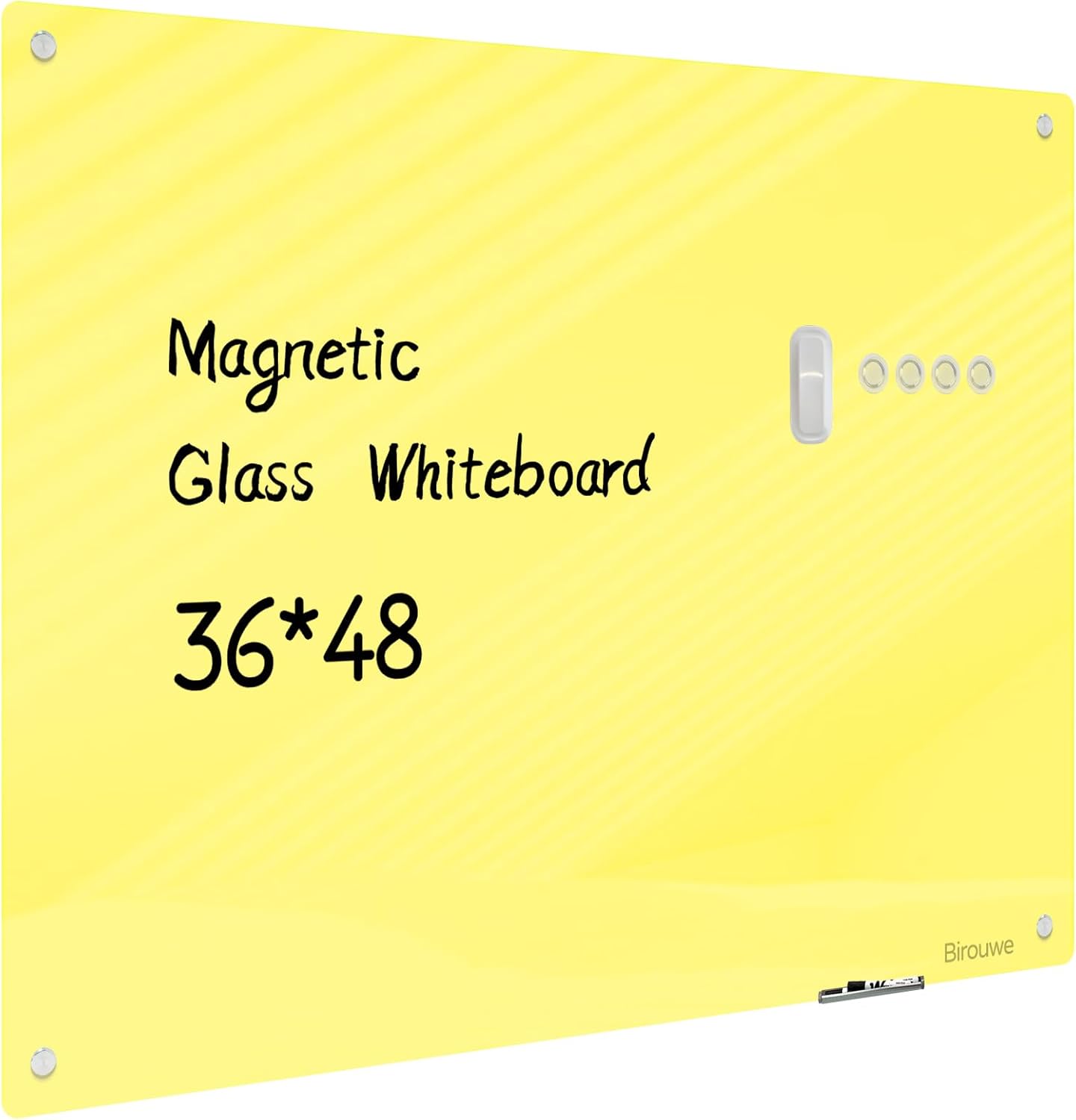 Magnetic Glass Whiteboard - Glass Dry Erase Board 48"x36" Large Frameless Board for Walls Office School and Home