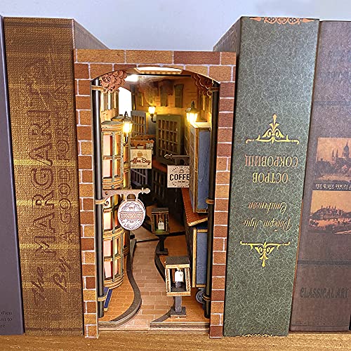 3D-Holzpuzzle, Puppenhaus-Holz-Buchstütze, Bücherregal, Einsatz, Miniatur-Buchstützen, Diorama-Set (SC05) – Bild 8