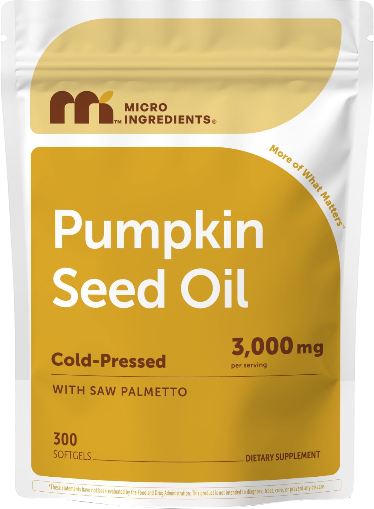 Micro Ingredients Pumpkin Seed Oil with Saw Palmetto,300 Softgels | Cold Pressed, Pure Virgin Oil, Essential Fatty Acids, & Phytosterols | Non-GMO
