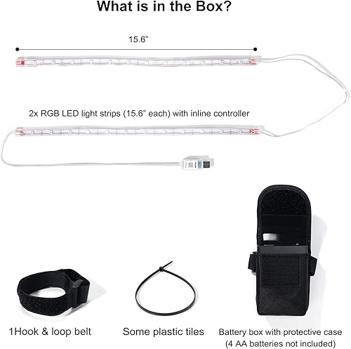 Miniatura 7 de 2-Pack Bike Lights for Night Riding, 47 Flashing Modes Colorful Smart Scooter Lights with Battery Box, Fun Safety & Style Electric Skateboard Lights