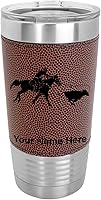 Vista 15 de LaserGram Vaso aislado al vacío de 20 onzas, Cowgirl Roping a Calf, grabado personalizado incluido (piel sintética, gris)