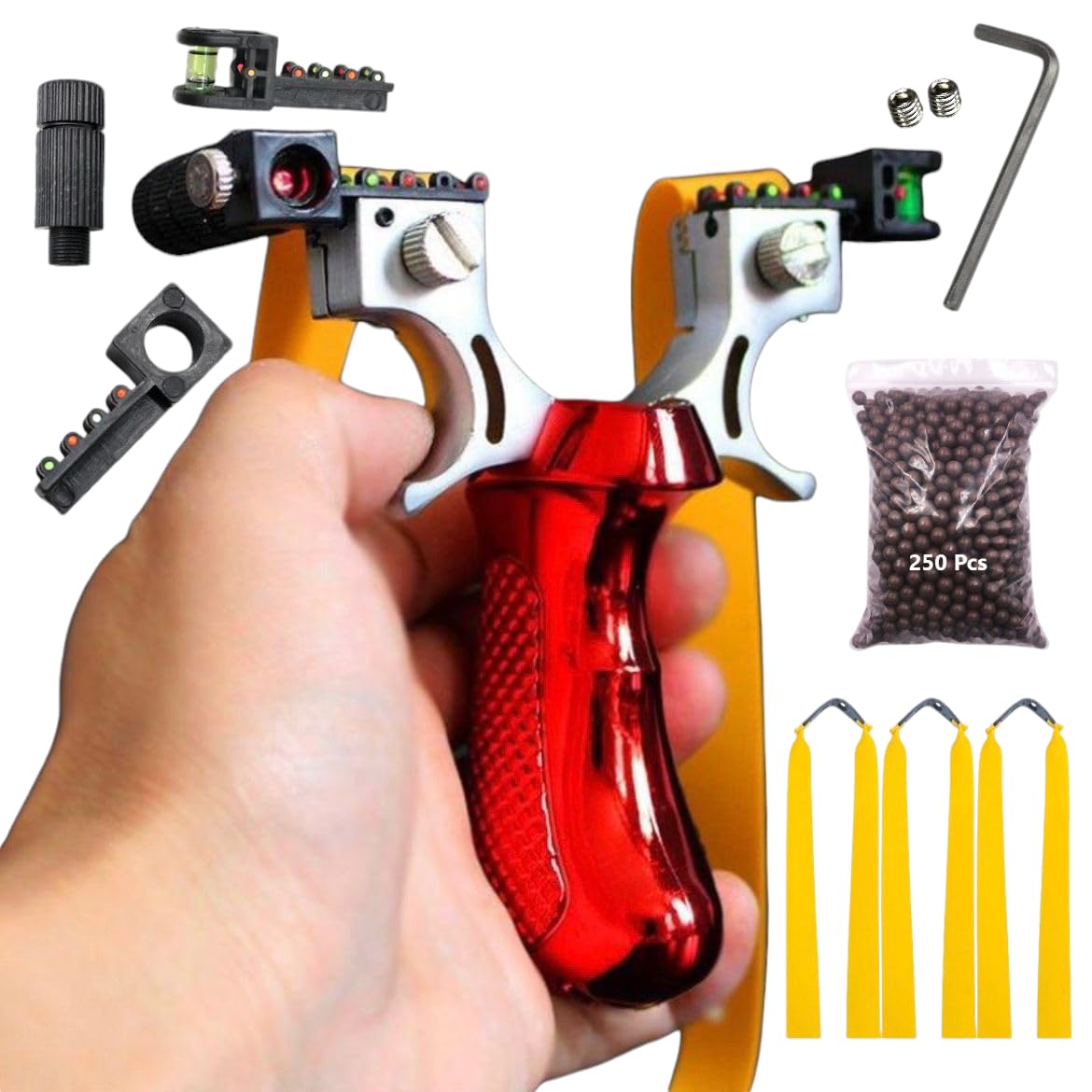Marksman® New Professional Alloy Bow Head Resin Handheld Slingshot Catapult Heavy Duty with Powerful Extra Latex Rubber Bands (Red) (B0BHZWN3V6) Amazon Price History, Amazon Price Tracker