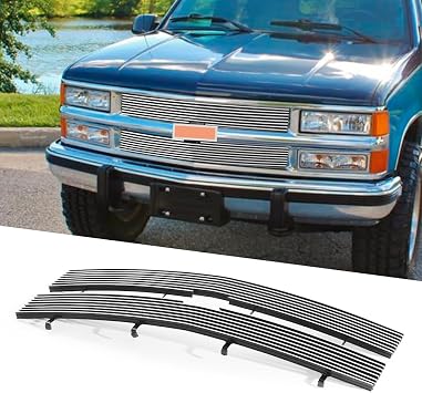 Front Chrome Grille Polished Grill Insert for 1988 1989 1990 1991 1992 1993 Chevy C1500/C2500/C3500/K1500/K2500/K3500 Pickup& 1992-1993 Suburban/Blazer