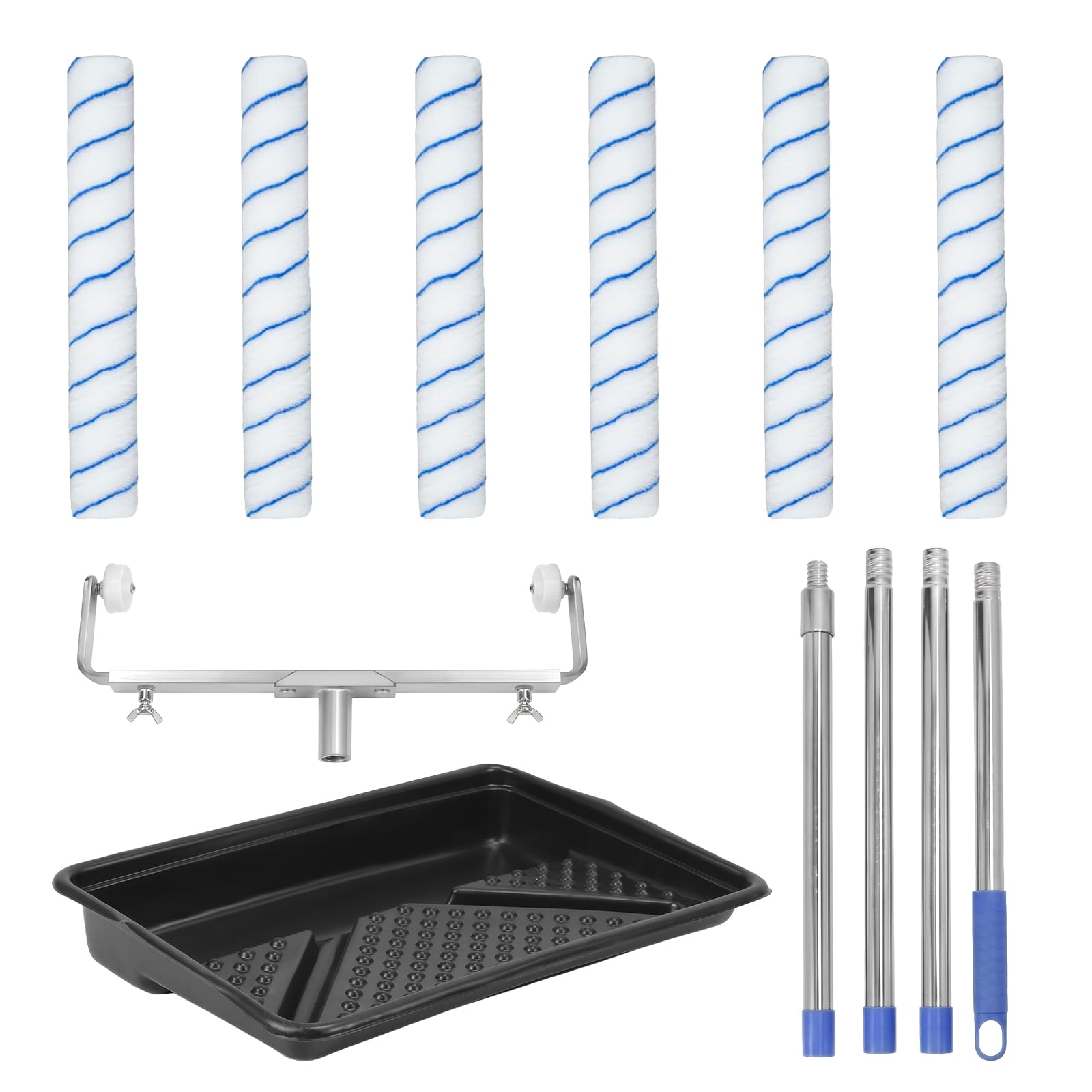 45cm Großes Farbroller-Set, 6 Rollen+Rahmen+4 Verlängerungsstange+Farbwanne