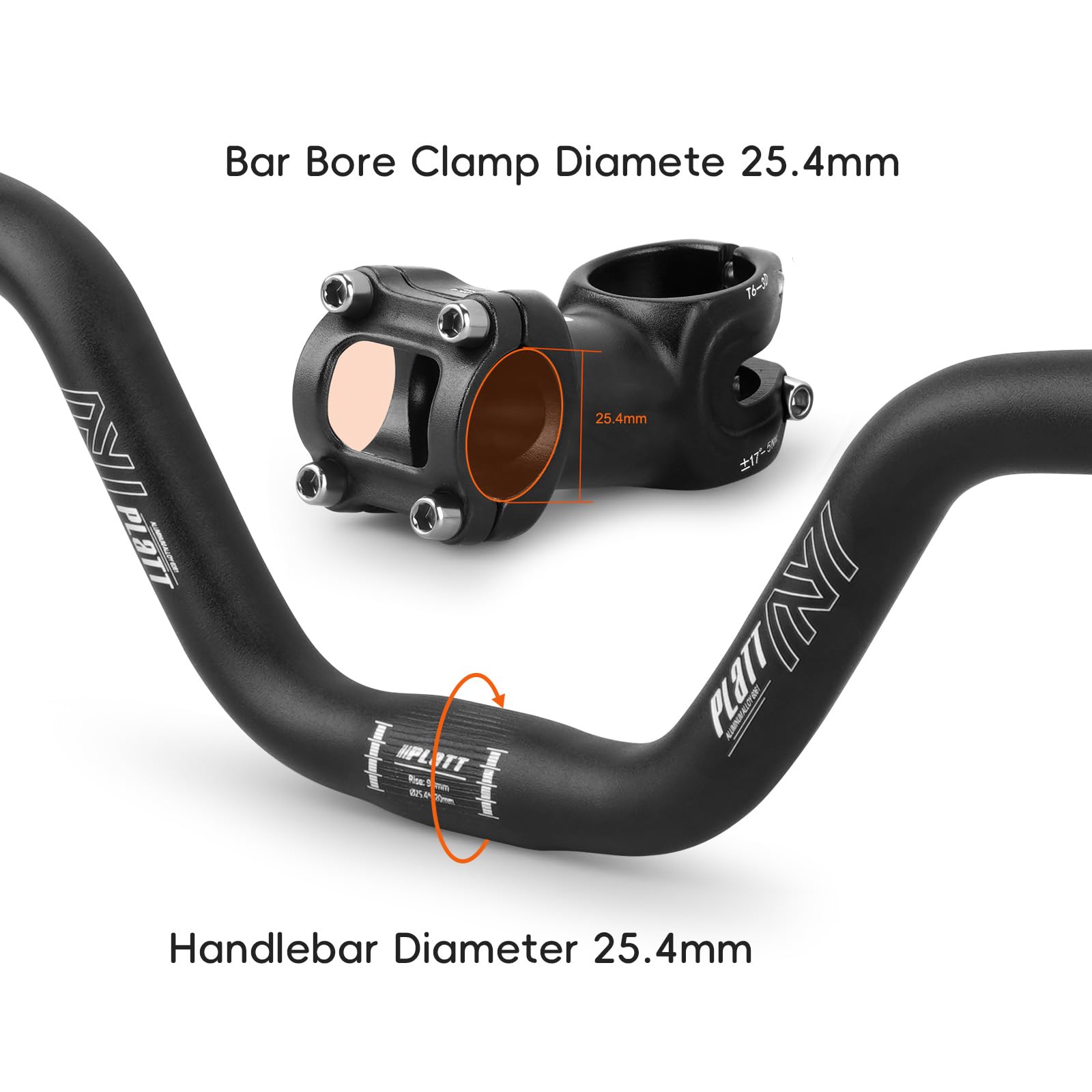 PLATT Kierownica Rowerowa 25,4/31,8 mm 620/780 mm Riser Aluminiowa MTB 120 mm Rise