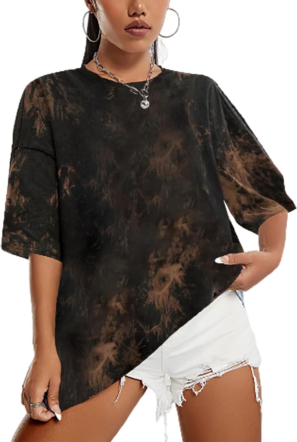 SOFIA'S CHOICE Womens Oversized Tee Shirts Tie Dye Shirt Short Sleeve Casual Summer Tops