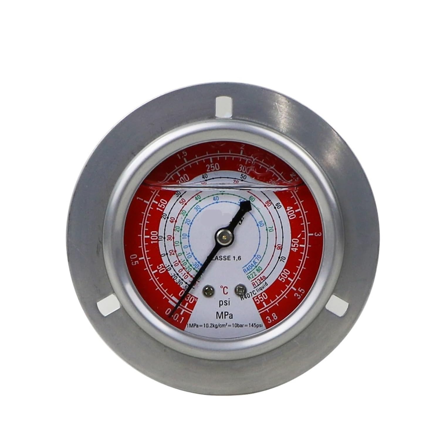 Pressure Gauge Snow Type Gauge Cold Storage Refrigeration Stainless Steel High Low Pressure Oil Gauge Fluorine Addition(High Pressure 3.8MPA)