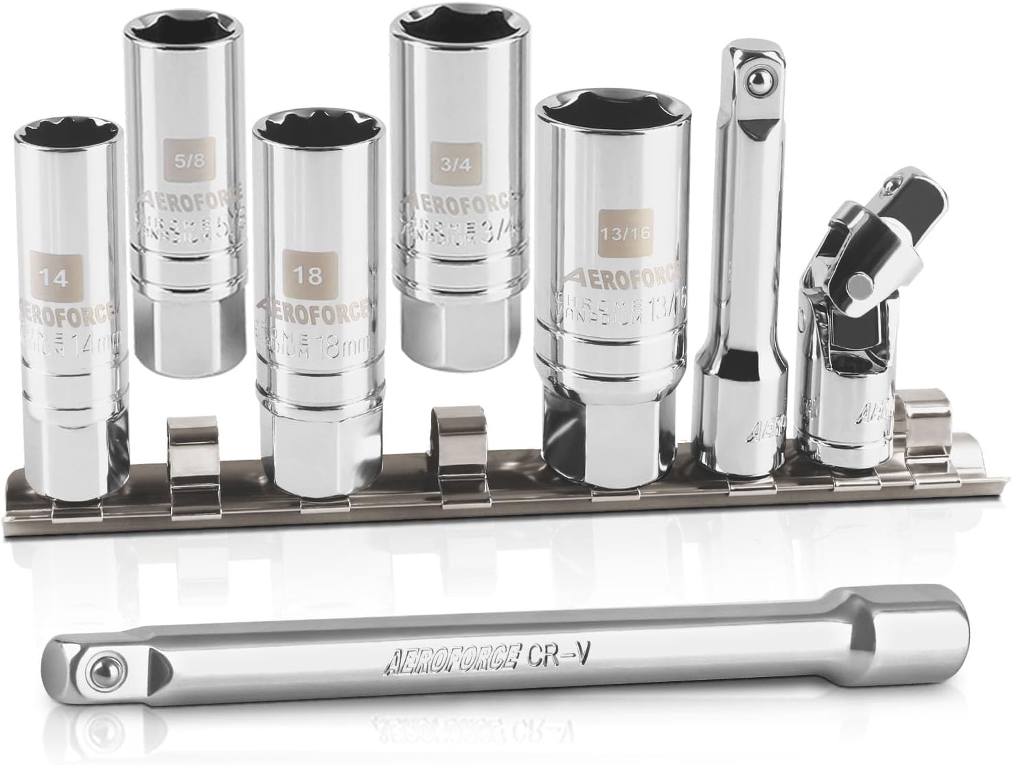 Spark Plug Socket Magnetic TR TOOLROCK Magnetic Swivel Spark Plug Socket Set 6PCS, 3/8 Magnetic Spark Plug Socket 14mm