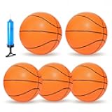 5 Pack 7 Inch Small Basketballs - Size 3 Mini Basketball Set with 5 Colors Toy Basketballs for Kids, Indoor and Outdoor Play