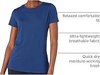 Vista 47 de Yaxa Essentials Camiseta de manga corta con cuello redondo para mujer, de secado rápido, para entrenamiento, gimnasio, paquete múltiple Tinte