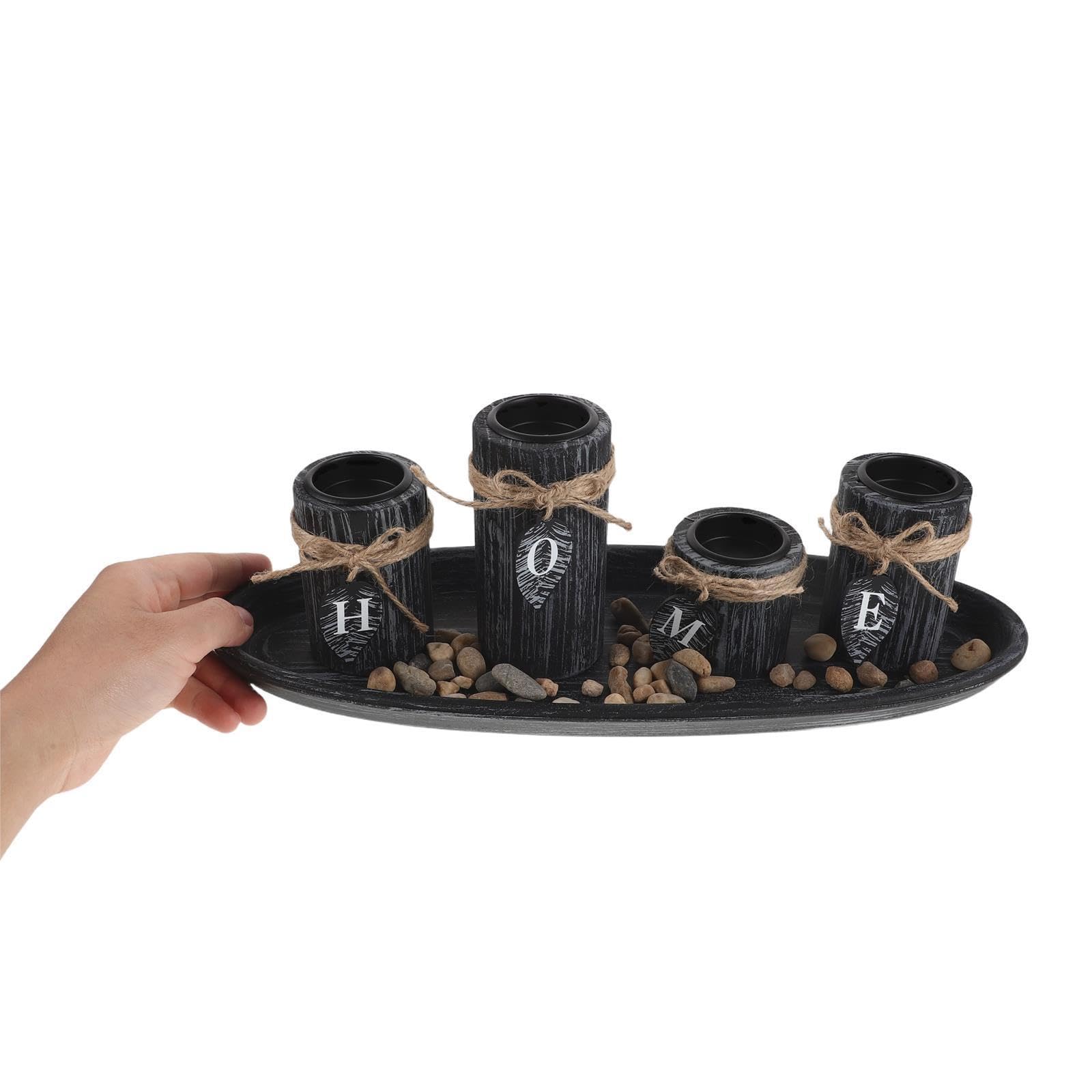 Portacandela in Legno Decorativo con Foro 1,57" per Tavolo