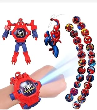 Spiderman Örümcek Adam Projeksiyonlu Robota Dönüşen Çocuk Kol Saati Projektör Saat