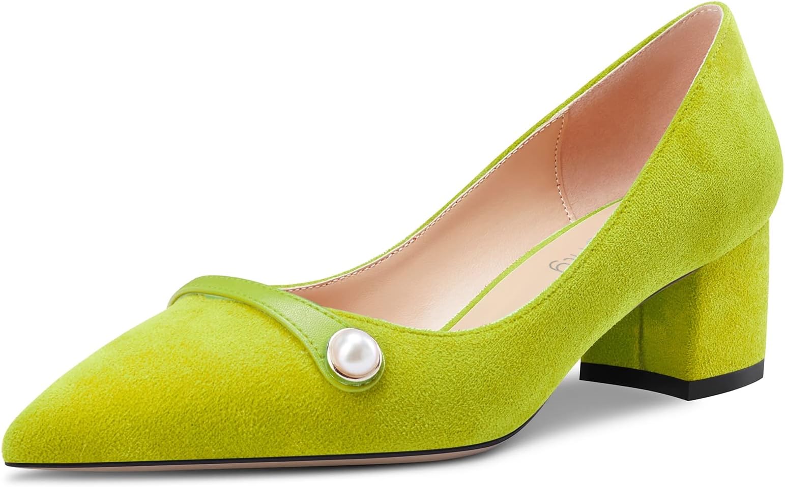 Women Mid Chunky Block Heel Close Pointed Toe Slip-on Pumps Court Shoe Office Casual Party Dress Cute Shoes 5 CM Heels