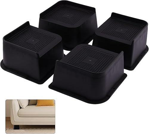 4 elevadores de cama de 2 pulgadas, elevadores de cama, patas de sofá de plástico resistente con carga para marco de cama, lavadora, mesa,