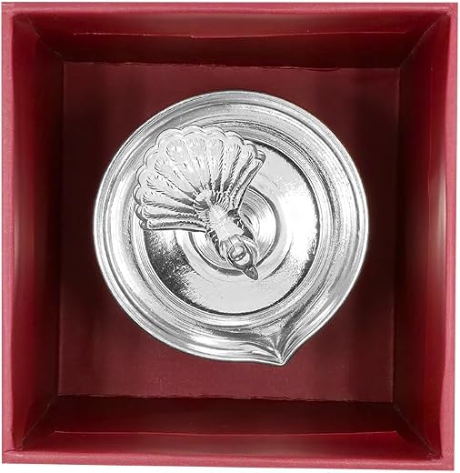 WHP Pure Silver Diya for Puja, 925 Silver Pooja Items, Gift for Dhanteras, Diwali, Dussehra Decoration, Akhand Diya for Home