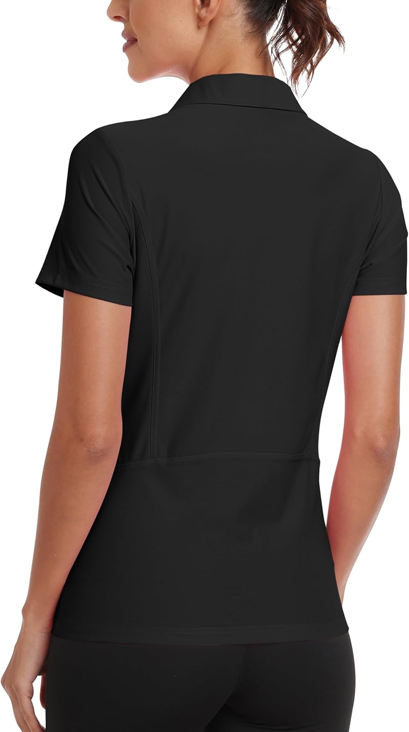 MoFiz Women's Golf Polo Shirt Short Sleeve UPF 50+ Collared 1/4 Zip Tennis Tops Quick-Dry Lightweight Cooling Athletic Shirt - Image 3