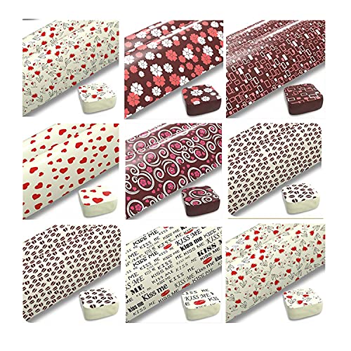 10 unidades/30 piezas de papel de transferencia de chocolate mezclado, papel de transferencia multifuncional, decoración de pasteles, molde de impresión (30 unidades) Cover