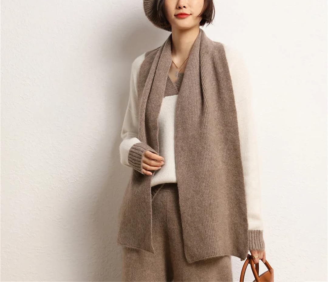 Otoño Invierno Cachemira Punto Mujeres Bufanda Color Sólido Bufandas Capas Cálidas Señora