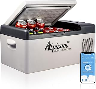 Alpicool C15 15L Kompressor Kühlbox 12v Mini Kühlschrank Elektrische Camping-Gefrierbox Klein Tragbare für Auto, Lkw, Boot, RV mit USB Anschluss,-20℃-20℃