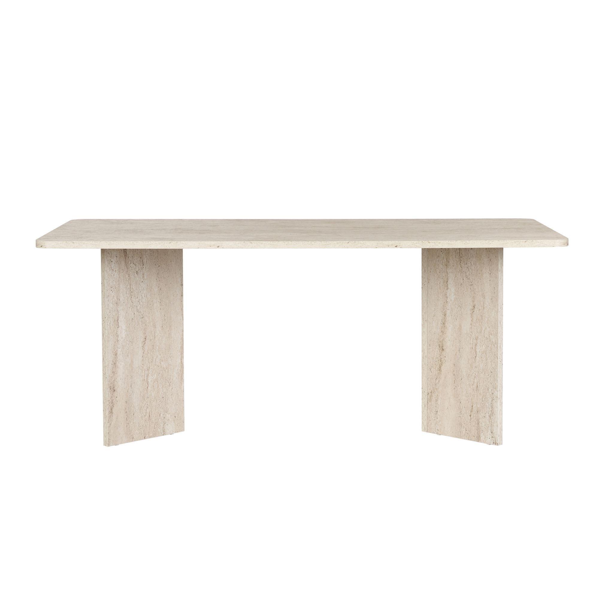 Eleganter Esstisch, 180 x 90 x 75 cm, Travertine-Farbe | 100% melaminbeschichtete Spanplatte, 25 mm Stärke | modernes Marmordesign, stabil mit 70 kg Tragkraft, perfekt für stilvolle Essbereiche