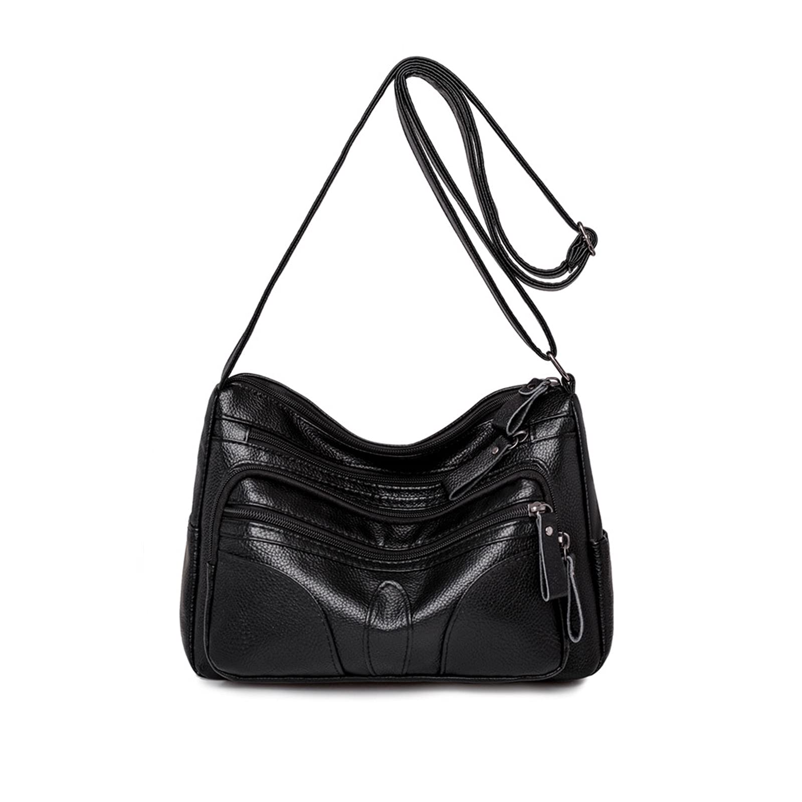 Donna Borsa a Tracolla Casual Borse a Spalla Pelle Impermeabile Borsetta per Lavoro Shopping Viaggio Uso Quotidiano Nero