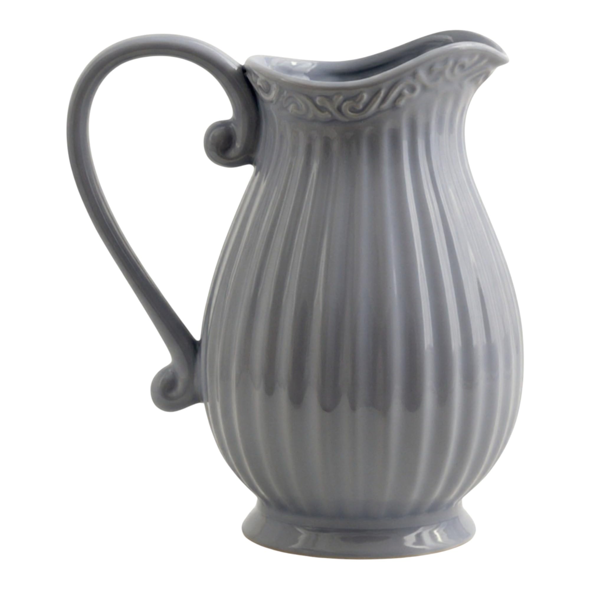Brocca in ceramica da 1,2 L, grigio pastello - Brocca per acqua, vaso, brocca caraffa brocca per latte in stile rustico country, country, french country, colori pastello, colori a gesso