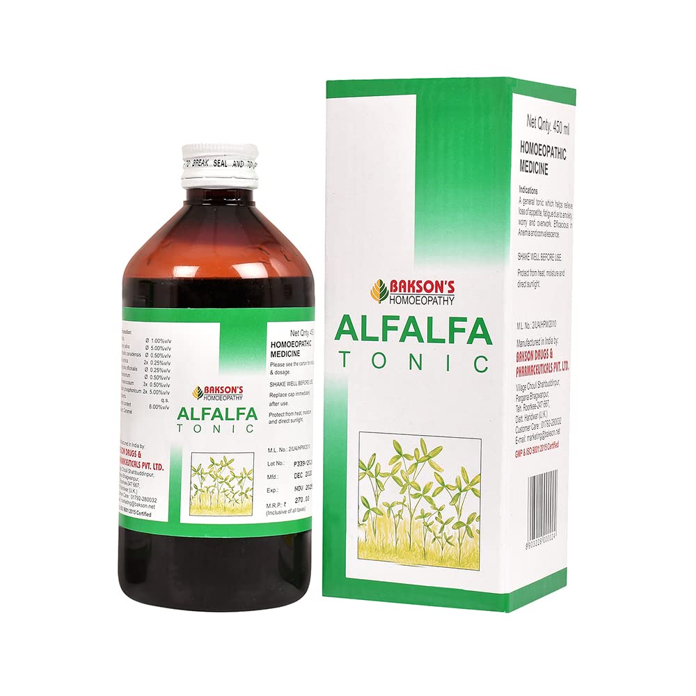 Dr. Bakshis BAKSONS HOMOEOPATHY Alfalfa Tonic Syrup (450ml) (B0BX63S16V) Amazon Price History, Amazon Price Tracker