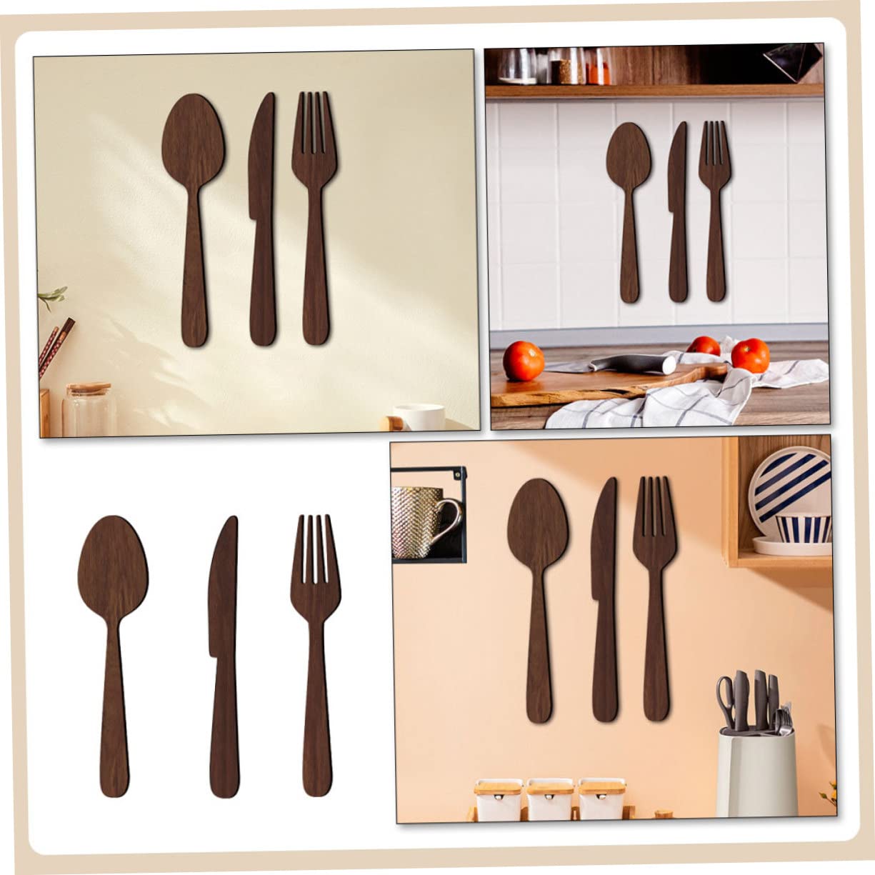 DECHOUS 3sets Decorazioni Murali Legno per Utensili da Cucina Decorazione Rustica per Cucina e Sala da Pranzo per Casa Ristorante e Ufficio