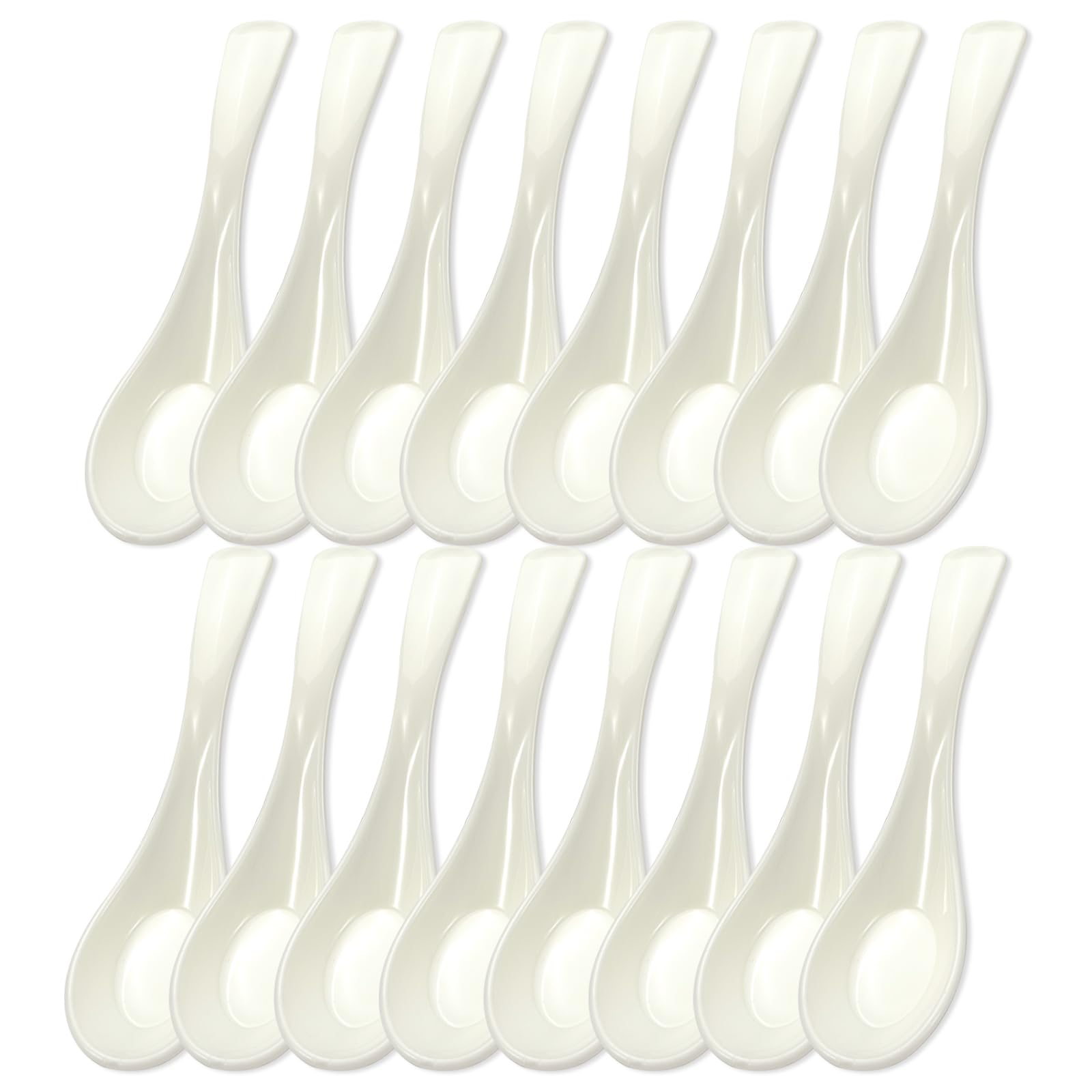 Cuillères à soupe asiatiques LELE LIFE blanches en lot de 16 pour ramen