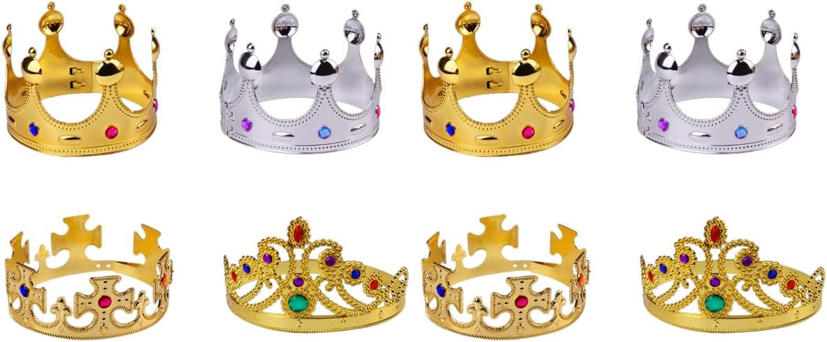 8Pcs Crowns, Cosplay Accessories Crowns for Women Birthday Crown King Crown Tiara King and Queen with Rhinestone for Party Costume Accessories