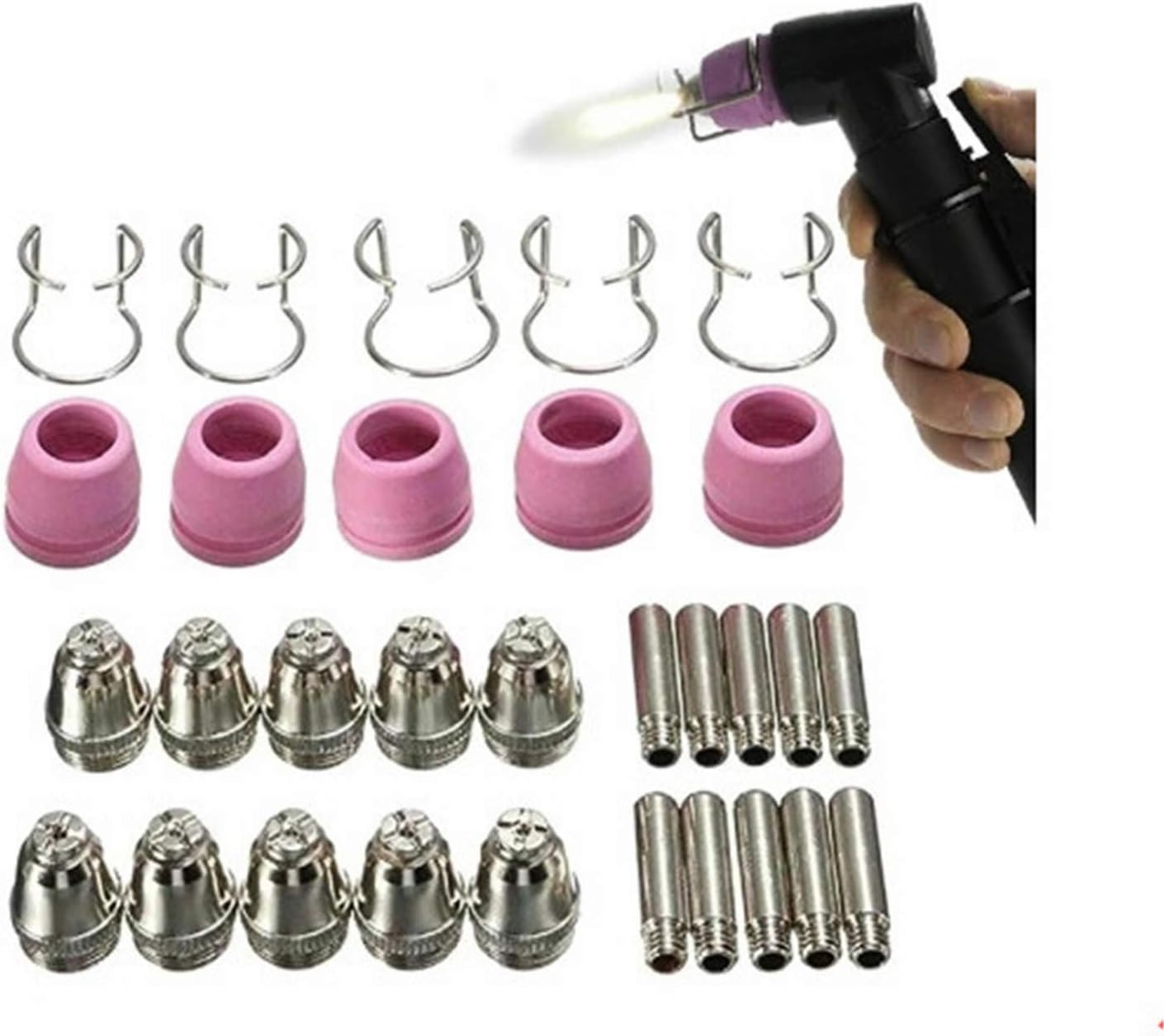 Qiang Han 24Pcs Plasma Cutter Consumables Kit SG-55 AG-60 WSD-60P Cutting Torch Tip Nozzle