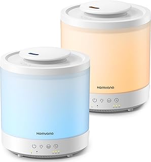 Homvana Humidificateur Chambre 1,5 Litre, Brume de Refroidissement, Petit Humidificateur d'Air pour Bébé, Diffuseur d'arôme, Huiles Essentielles, Huile Parfumée, Aromathérapie, Nébuliseur Ultrasonique