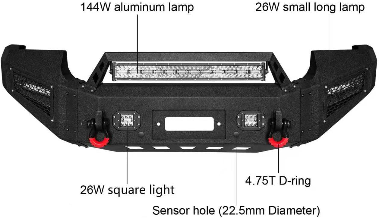 Vijay Front and Rear Bumper Fits 2007-2010 GMC Sierra 2500/3500 with Winch Plate and Lights
