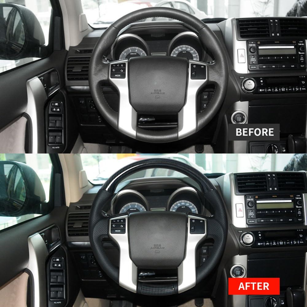 Volant De Voiture Avec Revêtement Hydro Dip Carbone - Cuir Perforé, Rainures Anti-dérapantes, Neuf
