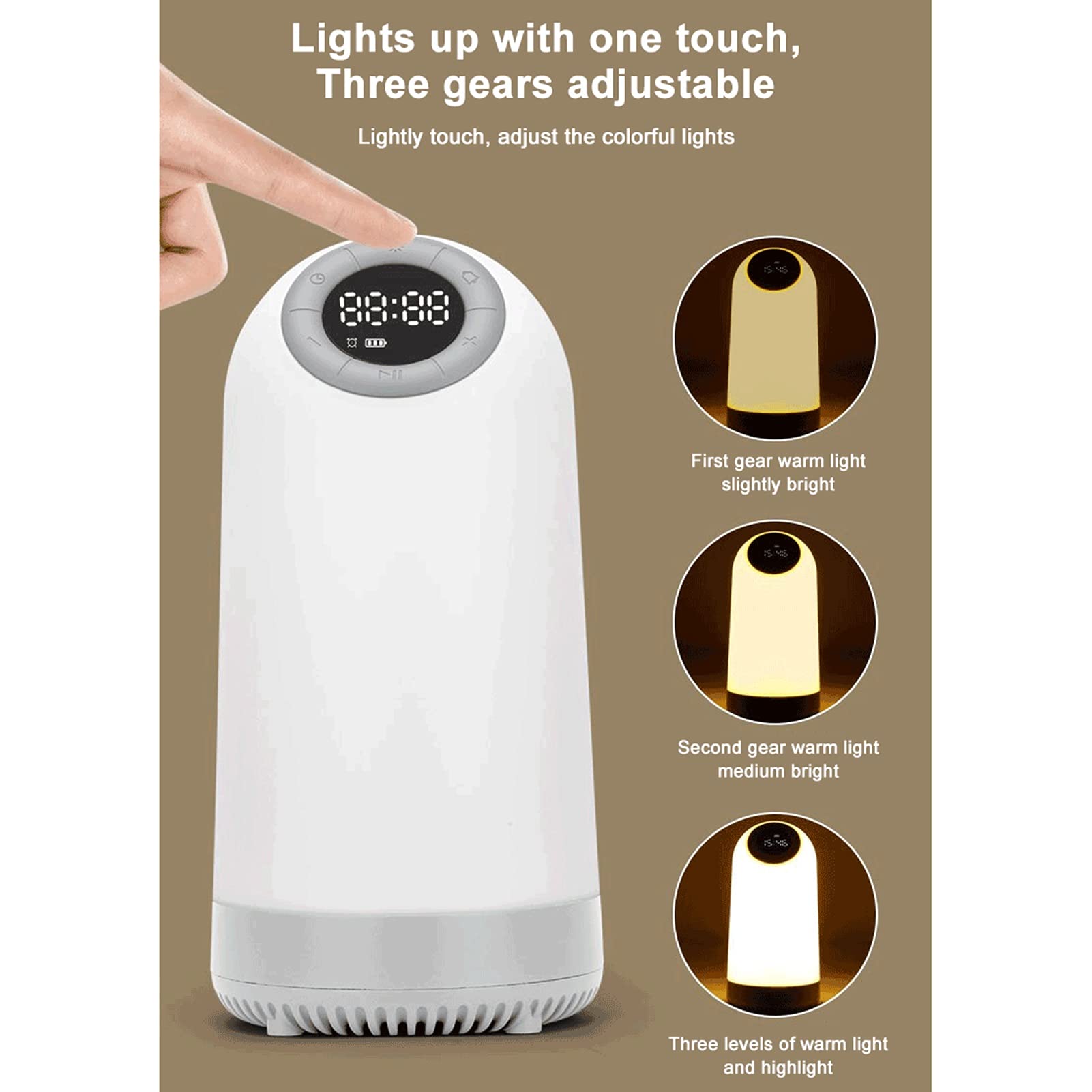 Touch Control Wake Up Lights Sveglia, Luce Notturna RGB, Altoparlante Bluetooth Senza Fili, Subwoofer Portatile, con Scheda/FM/AUX