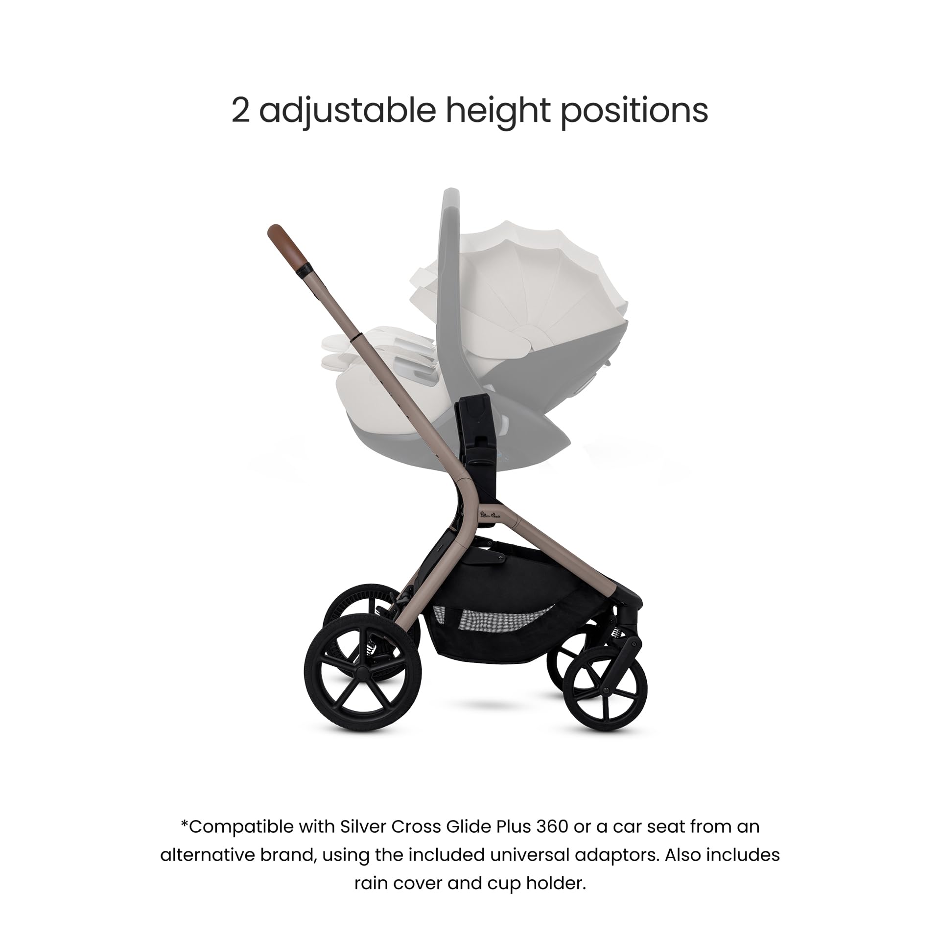 Silver Cross Breez Pushchair - Compact Lightweight Travel System, One-Hand Fold Pushchair with Lie-Flat Seat - Car Seat Compatible - Suitable from Birth to 4 Years (22kg) - Champagne — view 8
