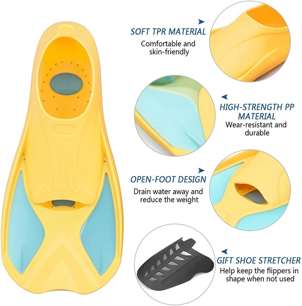 Kids Snorkeling Diving Swimming Fins Short Light Swim Fins Flippers Diving Foot Flippers for Swimming Snorkeling Training